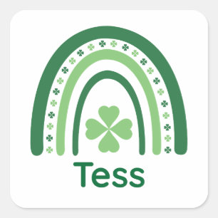 Sticker Carré Nom du test Clover Boho Rainbow