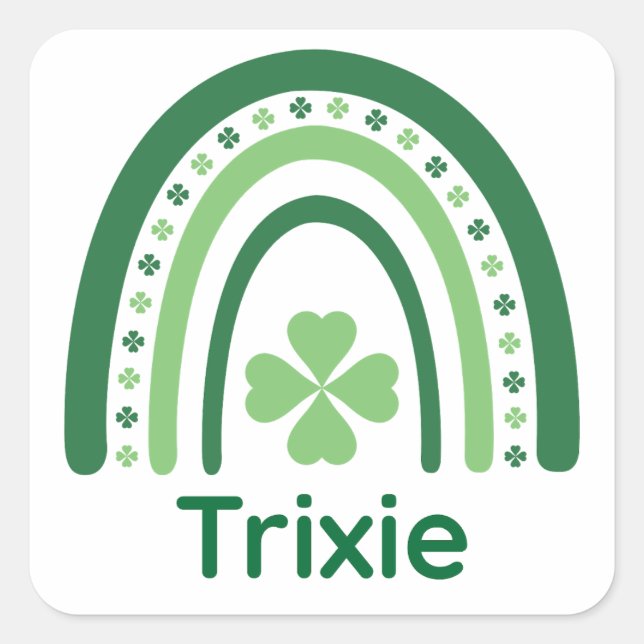 Sticker Carré Nom du trixie Clover Boho Rainbow (Devant)