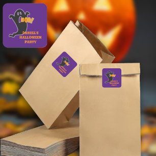 Sticker Carré Nom personnalisé Boo Ghost