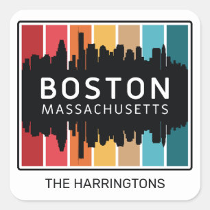 Sticker Carré Nom personnalisé Boston Massachusetts