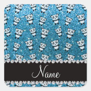 Sticker Carré Nom personnalisé ciel bleu parties scintillant pan