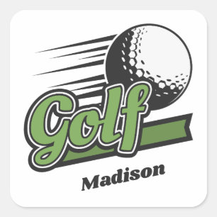 Sticker Carré Nom personnalisé Golf
