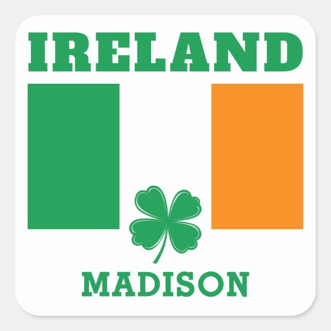 Sticker Carré Nom personnalisé Irlande (Devant)