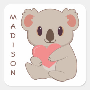Sticker Carré Nom personnalisé Love Koala