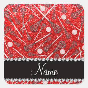 Sticker Carré Nom personnalisé neon rouge parties scintillant bâ