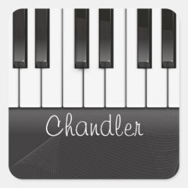 Sticker Carré NOM personnalisé Pianist Piano Keys professeur de 