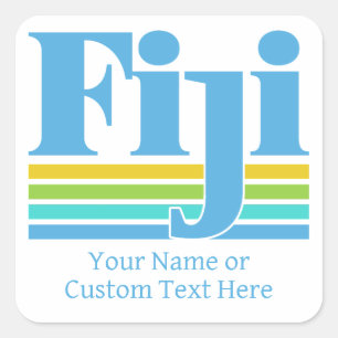 Sticker Carré Nom personnalisé / Texte Fiji