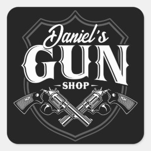 Sticker Carré NOM PERSONNALISÉ Vieux Armes à feu