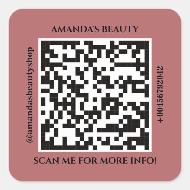 Sticker Carré Nom promotionnel du code QR Web Red (Devant)
