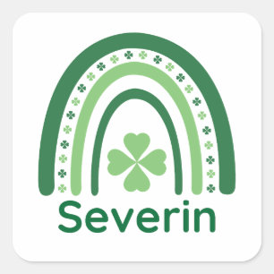 Sticker Carré Nom Severin Clover Boho Rainbow