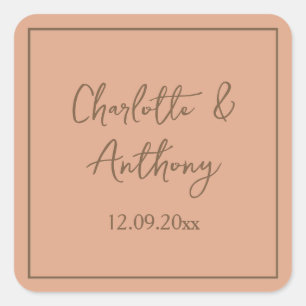 Sticker Carré Noms de calligraphie créative mariage Date