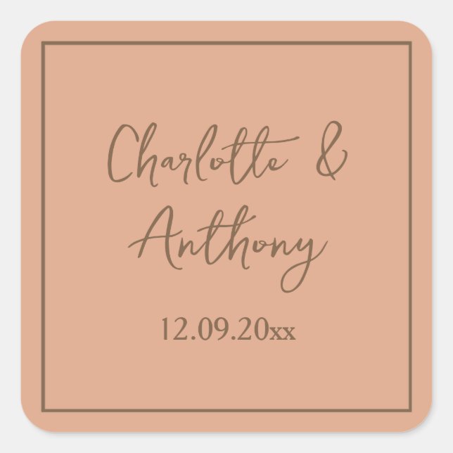 Sticker Carré Noms de calligraphie créative mariage Date (Devant)