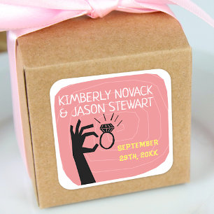 Sticker Carré Noms des Mariages modernes du milieu du siècle des