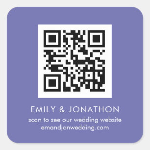 Sticker Carré Noms du site Web Mariage de code QR Lilac