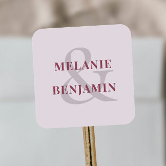 Sticker Carré noms personnalisés Simple Elegant Purple
