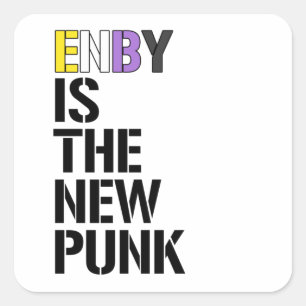 Sticker Carré Non-binaire est le nouveau punk
