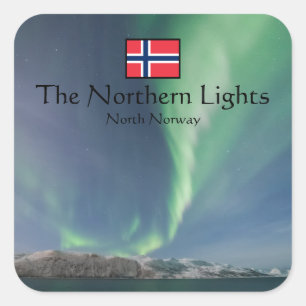 Sticker Carré Northern Lights Norvège Souvenir