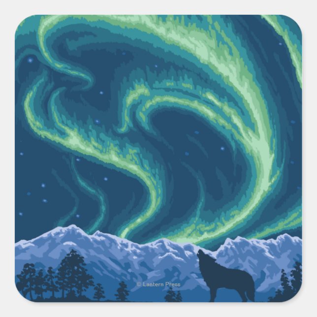 Sticker Carré Northern Lights - Parc national de Denali, Alaska (Devant)