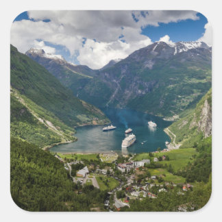 Sticker Carré Norvège vue de Geiranger de Flydalsjuvet
