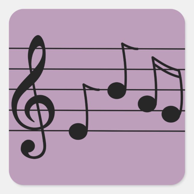Sticker Carré Notation musicale clé tréble et personnel (Devant)