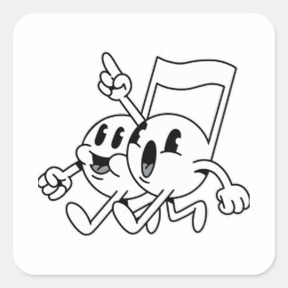 Sticker Carré Note de musique Emoji