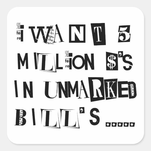 Sticker Carré Note de rançon (Devant)