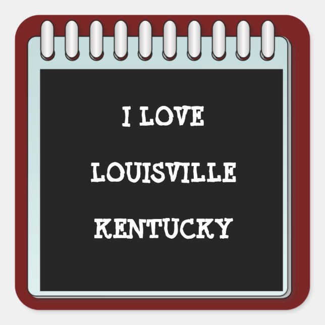 Sticker Carré Note : J'AIME LOUISVILLE, KENTUCKY (Devant)