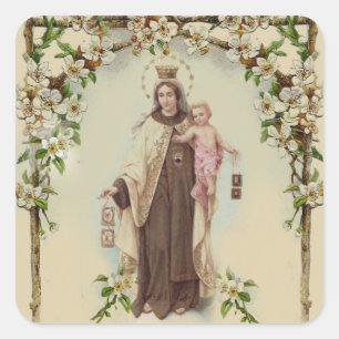 Sticker Carré Notre-Dame du Mont Carmel avec le Bébé Jésus