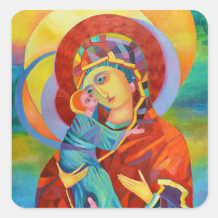 Sticker Carré Notre Dame Vierge Marie Madone et Enfant