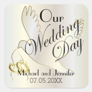 Sticker Carré Notre jour de mariage   Personnalisé