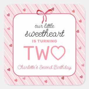 Sticker Carré Notre Petit Chou Pour Son Deuxième Anniversaire De
