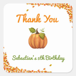 Sticker Carré Notre Petit Citrouille Automne Anniversaire