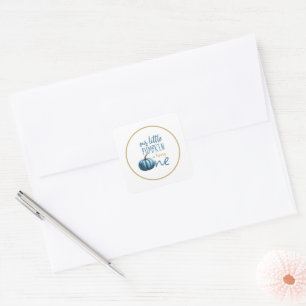 Sticker Carré Notre petit Citrouille bleu 1er anniversaire