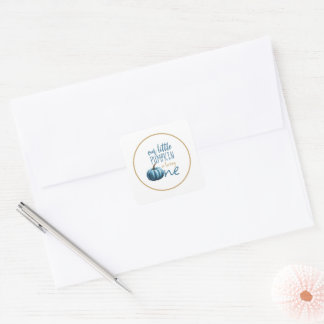 Sticker Carré Notre petit Citrouille bleu 1er anniversaire
