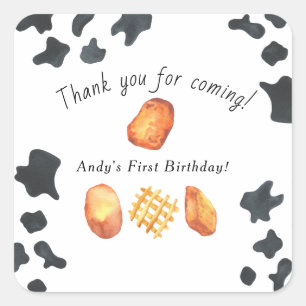 Sticker Carré Notre Petit Nugget devient un Anniversaire de enfa