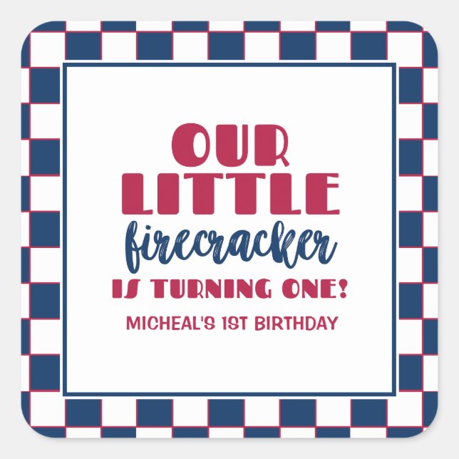 Sticker Carré Notre petit pétard fait un anniversaire (Devant)