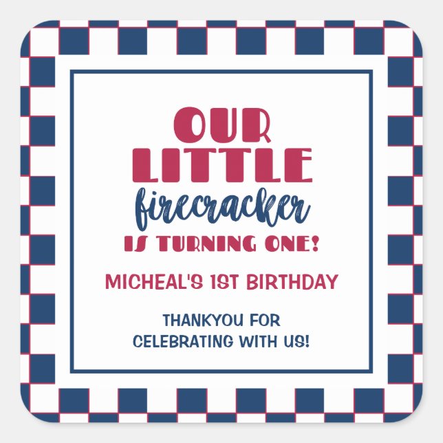 Sticker Carré Notre petit pétard fait un anniversaire (Devant)