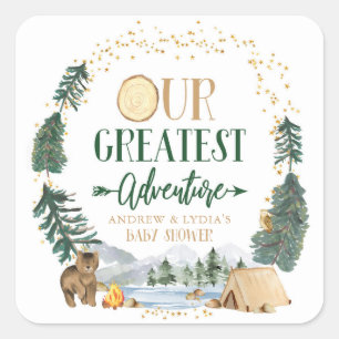 Sticker Carré Notre plus grande aventure Baby Shower