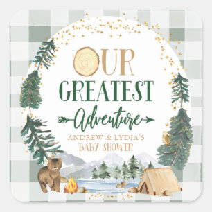 Sticker Carré Notre plus grande aventure Baby Shower