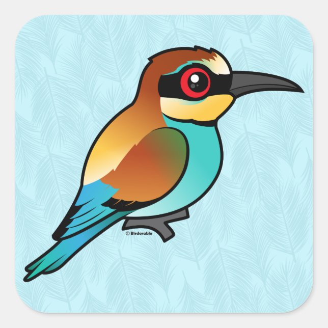 Sticker Carré Nourrisseur d'abeilles européen Birdorable (Devant)