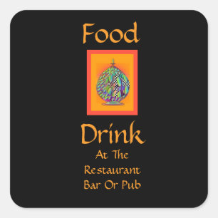 Sticker Carré Nourriture Boisson Au Restaurant Bar Ou Pub Bateau