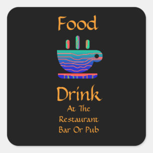 Sticker Carré Nourriture Boisson Au Restaurant Bar Ou Pub Café T