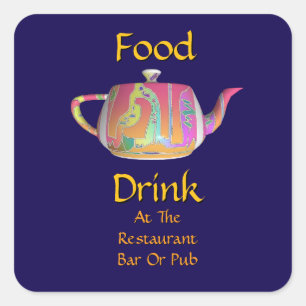 Sticker Carré Nourriture Boisson Au Restaurant Bar Ou Pub Théièr