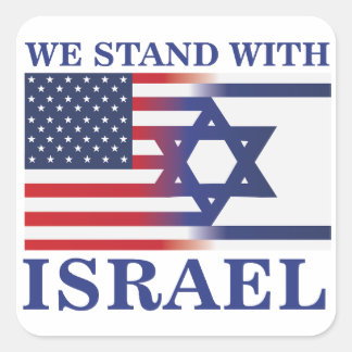 Sticker Carré Nous, Américains, avec le drapeau d'Israël