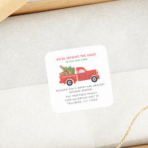 Sticker Carré Nous avons déménagé une nouvelle adresse Camion ro