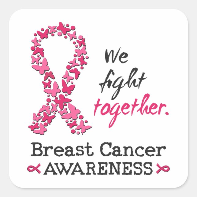Sticker Carré Nous luttons ensemble contre le cancer du sein (Devant)