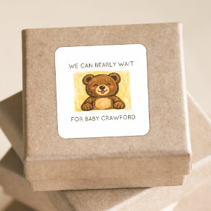 Sticker Carré Nous pouvons à peine attendre ! Simple Baby Shower