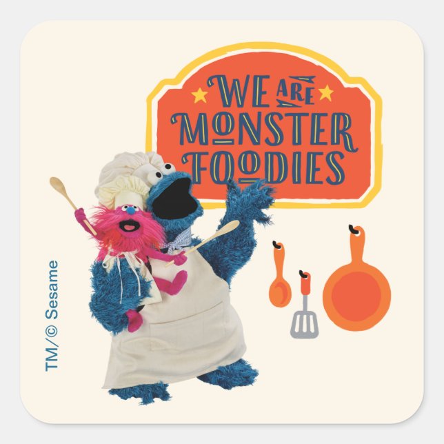 Sticker Carré Nous sommes les gourmands du monstre (Devant)