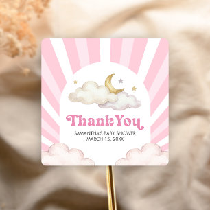 Sticker Carré Nous sommes ravis pour la Baby Shower de la Lune