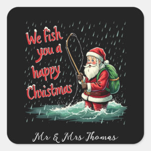 Sticker Carré Nous vous pêchons un joyeux festif de Noël